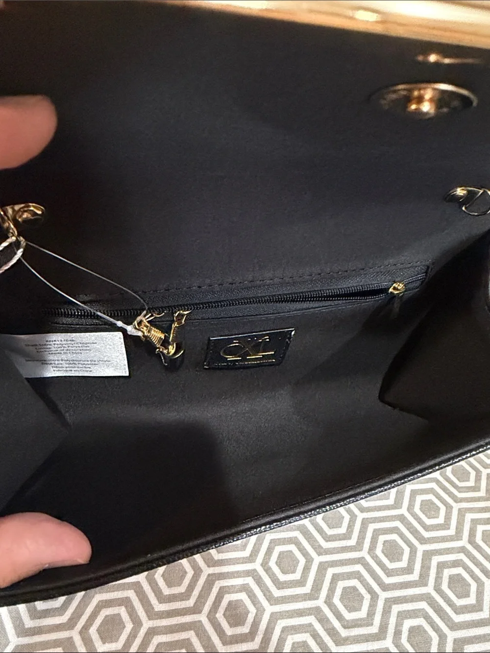 Christian Lacroix Black Clutch with Gold Emblem